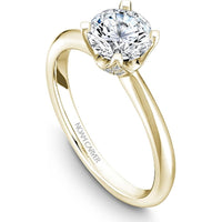 Round Brilliant Cut Diamond Solitaire Engagement Ring with Micro-Pav&eacute; Details in Yellow Gold by Noam Carver<em> - Choose Your Center Diamond: 1 to 5 Carats, Sustainable Lab-Grown or Natural Earth-Mined</em>