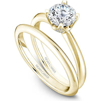 Round Brilliant Cut Diamond Solitaire Engagement Ring with Micro-Pav&eacute; Details in Yellow Gold by Noam Carver<em> - Choose Your Center Diamond: 1 to 5 Carats, Sustainable Lab-Grown or Natural Earth-Mined</em>