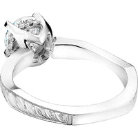 Round Brilliant Diamond Engagement Ring with Semi-Hidden Halo and Engraved Band in White Gold by Noam Carver<em> - Choose Your Center Diamond: 1 to 5 Carats, Sustainable Lab-Grown or Natural Earth-Mined</em>