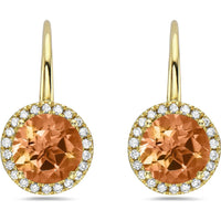 Round Citrine and Diamond Drop Earrings in 18K Yellow Gold by Charles Krypell