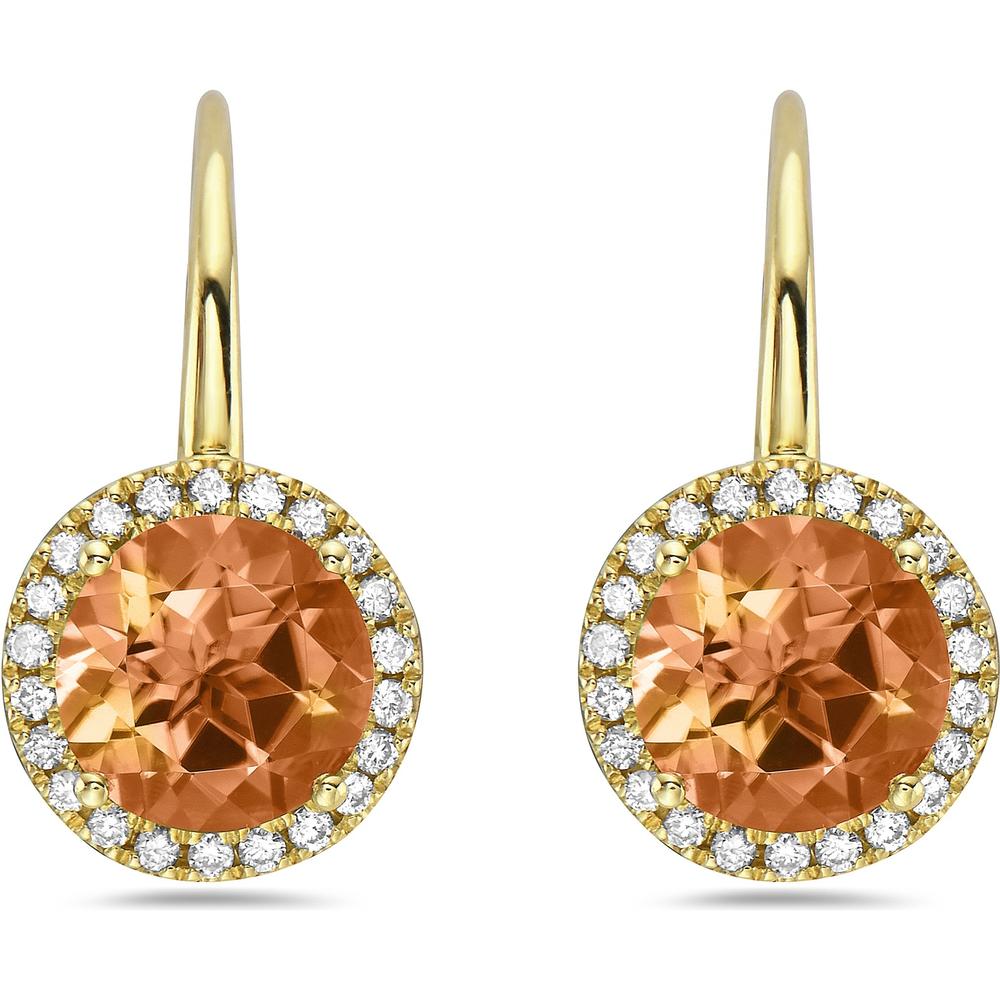 Round Citrine and Diamond Drop Earrings in 18K Yellow Gold by Charles Krypell
