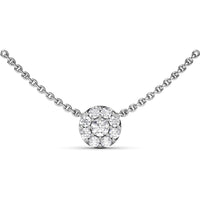 Round Cluster Diamond Pendant Necklace with Prong Set Diamonds by Fana - 0.44 Carat Total Diamond Weight