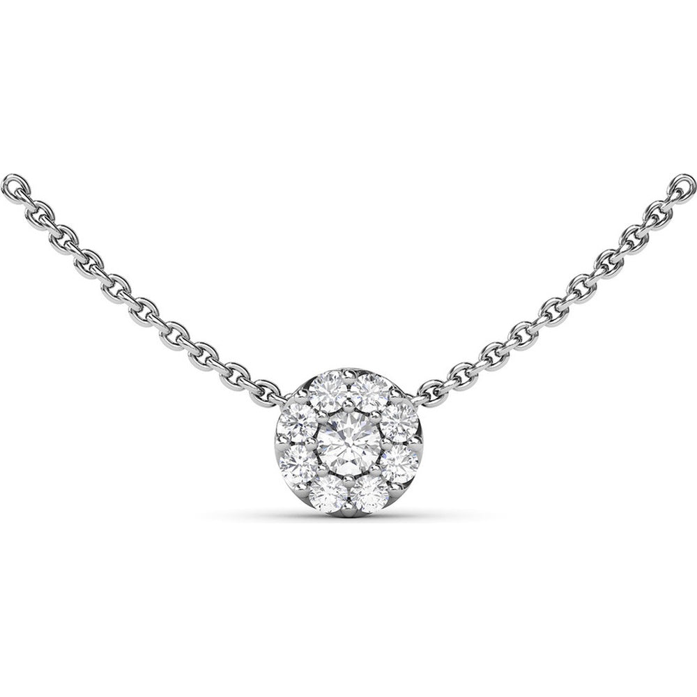 Round Cluster Diamond Pendant Necklace with Prong Set Diamonds by Fana - 0.44 Carat Total Diamond Weight