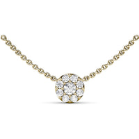 Round Cluster Diamond Pendant Necklace with Prong Set Diamonds by Fana - 0.44 Carat Total Diamond Weight