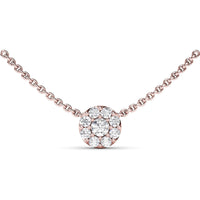 Round Cluster Diamond Pendant Necklace with Prong Set Diamonds by Fana - 0.44 Carat Total Diamond Weight