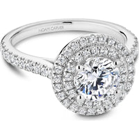 Round Cut Diamond Double Halo Engagement Ring with Pavé Band in White Gold by Noam Carver<em> - Choose Your Center Diamond: 1 to 5 Carats, Sustainable Lab-Grown or Natural Earth-Mined</em>