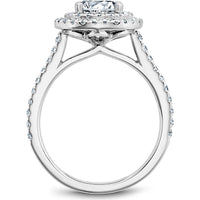 Round Cut Diamond Double Halo Engagement Ring with Pavé Band in White Gold by Noam Carver<em> - Choose Your Center Diamond: 1 to 5 Carats, Sustainable Lab-Grown or Natural Earth-Mined</em>