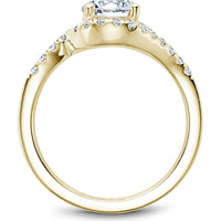 Round Cut Diamond Engagement Ring with Asymmetrical Diamond Band in Yellow Gold by Noam Carver<em> - Choose Your Center Diamond: 1 to 5 Carats, Sustainable Lab-Grown or Natural Earth-Mined</em>