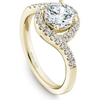 Round Cut Diamond Engagement Ring with Asymmetrical Diamond Band in Yellow Gold by Noam Carver<em> - Choose Your Center Diamond: 1 to 5 Carats, Sustainable Lab-Grown or Natural Earth-Mined</em>