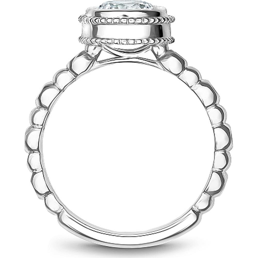 Round Cut Diamond Engagement Ring with Bezel Set Band in White Gold by Noam Carver<em> - Choose Your Center Diamond: 1 to 5 Carats, Sustainable Lab-Grown or Natural Earth-Mined</em>