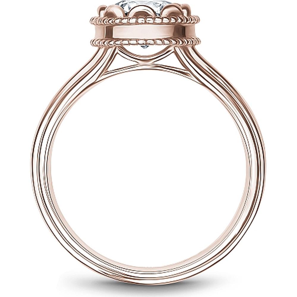 Round Cut Diamond Engagement Ring with Bezel Setting and Beaded Detailing in Rose Gold by Noam Carver<em> - Choose Your Center Diamond: 1 to 5 Carats, Sustainable Lab-Grown or Natural Earth-Mined</em>