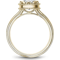 Round Cut Diamond Engagement Ring with Bezel Setting and Beaded Halo in Yellow Gold by Noam Carver<em> - Choose Your Center Diamond: 1 to 5 Carats, Sustainable Lab-Grown or Natural Earth-Mined</em>