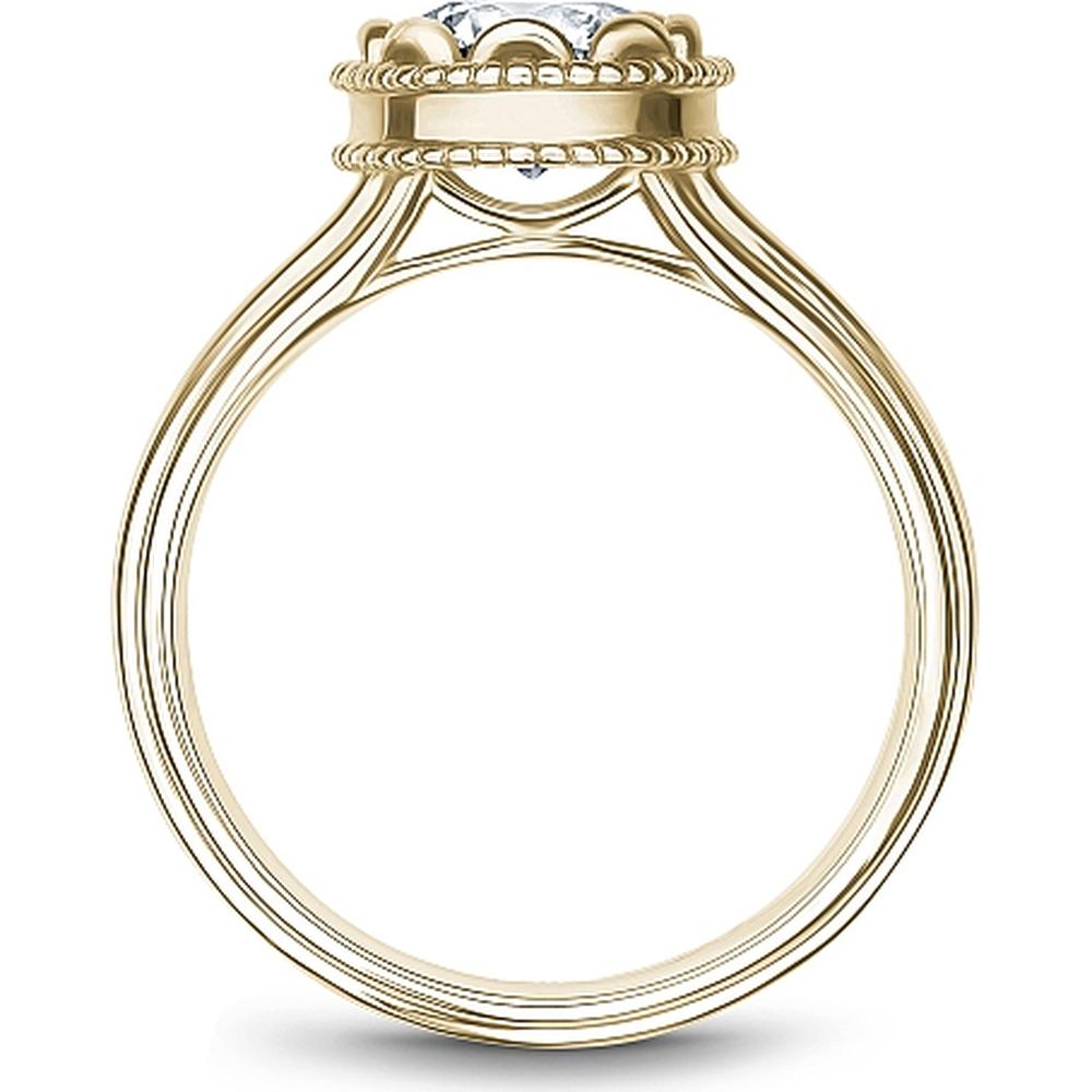 Round Cut Diamond Engagement Ring with Bezel Setting and Beaded Halo in Yellow Gold by Noam Carver<em> - Choose Your Center Diamond: 1 to 5 Carats, Sustainable Lab-Grown or Natural Earth-Mined</em>