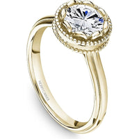 Round Cut Diamond Engagement Ring with Bezel Setting and Beaded Halo in Yellow Gold by Noam Carver<em> - Choose Your Center Diamond: 1 to 5 Carats, Sustainable Lab-Grown or Natural Earth-Mined</em>