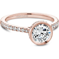 Round Cut Diamond Engagement Ring with Bezel Setting and Halo in Rose Gold by Noam Carver<em> - Choose Your Center Diamond: 1 to 5 Carats, Sustainable Lab-Grown or Natural Earth-Mined</em>