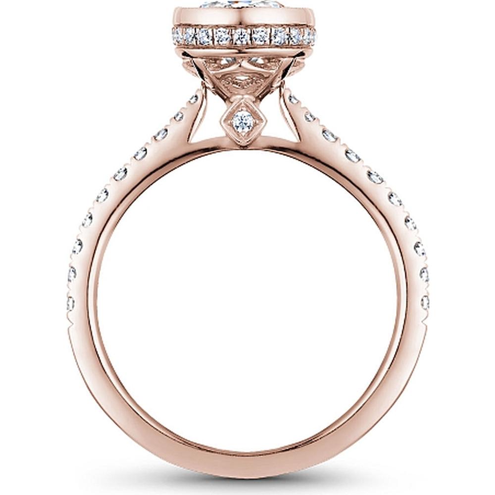 Round Cut Diamond Engagement Ring with Bezel Setting and Halo in Rose Gold by Noam Carver<em> - Choose Your Center Diamond: 1 to 5 Carats, Sustainable Lab-Grown or Natural Earth-Mined</em>