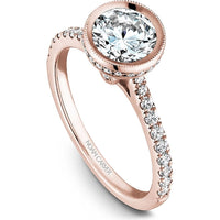 Round Cut Diamond Engagement Ring with Bezel Setting and Halo in Rose Gold by Noam Carver<em> - Choose Your Center Diamond: 1 to 5 Carats, Sustainable Lab-Grown or Natural Earth-Mined</em>