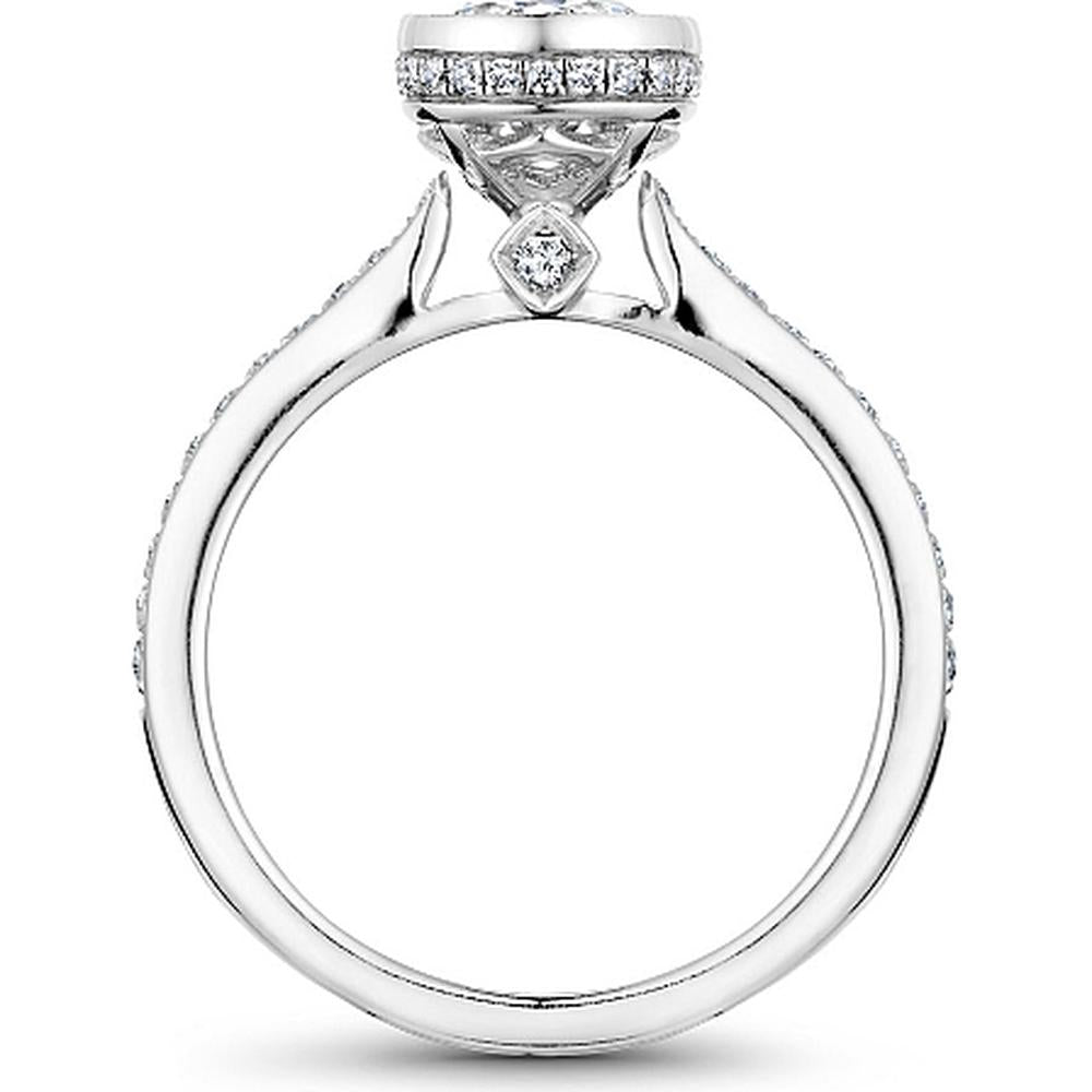Round Cut Diamond Engagement Ring with Bezel Setting and Halo in White Gold by Noam Carver<em> - Choose Your Center Diamond: 1 to 5 Carats, Sustainable Lab-Grown or Natural Earth-Mined</em>