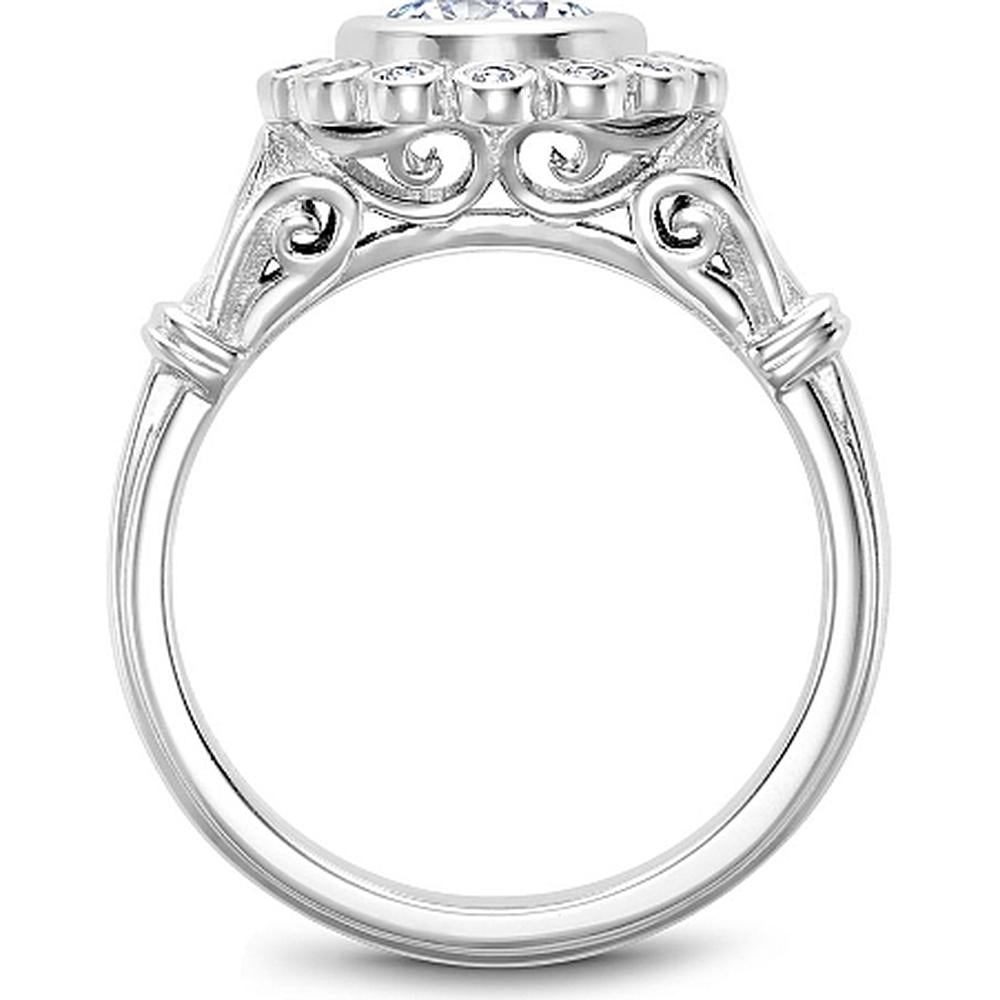 Round Cut Diamond Engagement Ring with Bezel Setting and Halo in White Gold by Noam Carver<em> - Choose Your Center Diamond: 1 to 5 Carats, Sustainable Lab-Grown or Natural Earth-Mined</em>