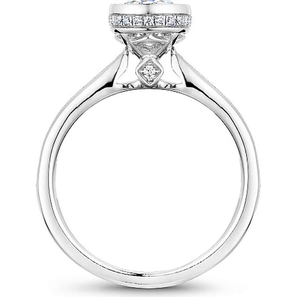Round Cut Diamond Engagement Ring with Bezel Setting and Micro-Pavé Halo in White Gold by Noam Carver<em> - Choose Your Center Diamond: 1 to 5 Carats, Sustainable Lab-Grown or Natural Earth-Mined</em>