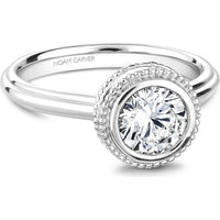 Round Cut Diamond Engagement Ring with Bezel Setting and Milgrain Border in White Gold by Noam Carver<em> - Choose Your Center Diamond: 1 to 5 Carats, Sustainable Lab-Grown or Natural Earth-Mined</em>