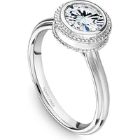 Round Cut Diamond Engagement Ring with Bezel Setting and Milgrain Border in White Gold by Noam Carver<em> - Choose Your Center Diamond: 1 to 5 Carats, Sustainable Lab-Grown or Natural Earth-Mined</em>
