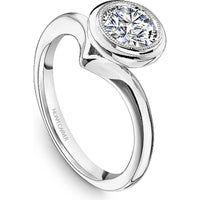 Round Cut Diamond Engagement Ring with Bezel Setting and Milgrain Detail in White Gold by Noam Carver<em> - Choose Your Center Diamond: 1 to 5 Carats, Sustainable Lab-Grown or Natural Earth-Mined</em>