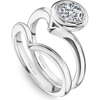 Round Cut Diamond Engagement Ring with Bezel Setting and Milgrain Detail in White Gold by Noam Carver<em> - Choose Your Center Diamond: 1 to 5 Carats, Sustainable Lab-Grown or Natural Earth-Mined</em>