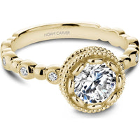 Round Cut Diamond Engagement Ring with Bezel Setting and Milgrain Details in Yellow Gold by Noam Carver<em> - Choose Your Center Diamond: 1 to 5 Carats, Sustainable Lab-Grown or Natural Earth-Mined</em>