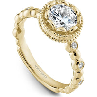 Round Cut Diamond Engagement Ring with Bezel Setting and Milgrain Details in Yellow Gold by Noam Carver<em> - Choose Your Center Diamond: 1 to 5 Carats, Sustainable Lab-Grown or Natural Earth-Mined</em>