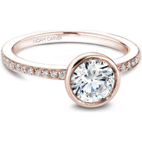 Round Cut Diamond Engagement Ring with Bezel Setting and Pavé Band in Rose Gold by Noam Carver<em> - Choose Your Center Diamond: 1 to 5 Carats, Sustainable Lab-Grown or Natural Earth-Mined</em>