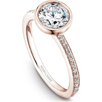 Round Cut Diamond Engagement Ring with Bezel Setting and Pavé Band in Rose Gold by Noam Carver<em> - Choose Your Center Diamond: 1 to 5 Carats, Sustainable Lab-Grown or Natural Earth-Mined</em>