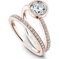 Round Cut Diamond Engagement Ring with Bezel Setting and Pavé Band in Rose Gold by Noam Carver<em> - Choose Your Center Diamond: 1 to 5 Carats, Sustainable Lab-Grown or Natural Earth-Mined</em>