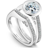 Round Cut Diamond Engagement Ring with Bezel Setting and Pav&eacute; Band in White Gold by Noam Carver<em> - Choose Your Center Diamond: 1 to 5 Carats, Sustainable Lab-Grown or Natural Earth-Mined</em>