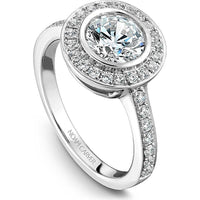Round Cut Diamond Engagement Ring with Bezel Setting and Pav&eacute; Halo in White Gold by Noam Carver<em> - Choose Your Center Diamond: 1 to 5 Carats, Sustainable Lab-Grown or Natural Earth-Mined</em>