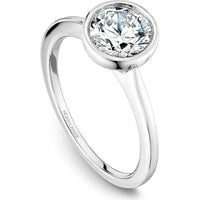 Round Cut Diamond Engagement Ring with Bezel Setting and Polished Band in White Gold by Noam Carver<em> - Choose Your Center Diamond: 1 to 5 Carats, Sustainable Lab-Grown or Natural Earth-Mined</em>