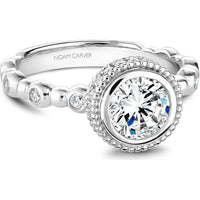 Round Cut Diamond Engagement Ring with Bezel Setting and Polished Bead Design in White Gold by Noam Carver<em> - Choose Your Center Diamond: 1 to 5 Carats, Sustainable Lab-Grown or Natural Earth-Mined</em>