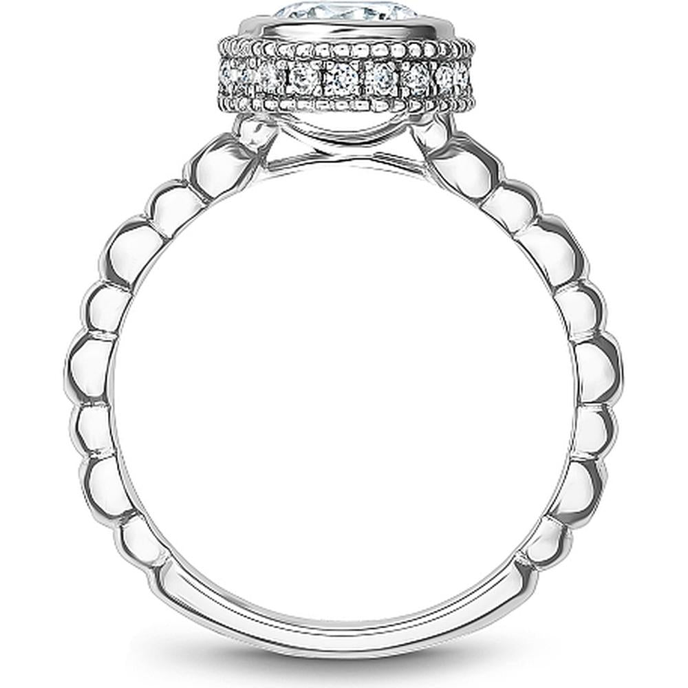 Round Cut Diamond Engagement Ring with Bezel Setting and Polished Bead Design in White Gold by Noam Carver<em> - Choose Your Center Diamond: 1 to 5 Carats, Sustainable Lab-Grown or Natural Earth-Mined</em>