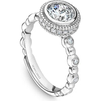 Round Cut Diamond Engagement Ring with Bezel Setting and Polished Bead Design in White Gold by Noam Carver<em> - Choose Your Center Diamond: 1 to 5 Carats, Sustainable Lab-Grown or Natural Earth-Mined</em>