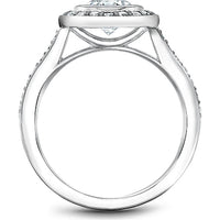 Round Cut Diamond Engagement Ring with Bezel Setting, Halo, and Micro-Pavé Band in White Gold by Noam Carver<em> - Choose Your Center Diamond: 1 to 5 Carats, Sustainable Lab-Grown or Natural Earth-Mined</em>