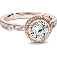 Round Cut Diamond Engagement Ring with Bezel Setting, Pavé Band, and Milgrain Detail in Rose Gold by Noam Carver<em> - Choose Your Center Diamond: 1 to 5 Carats, Sustainable Lab-Grown or Natural Earth-Mined</em>