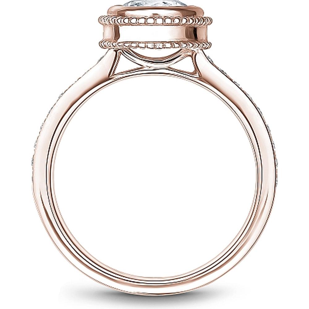 Round Cut Diamond Engagement Ring with Bezel Setting, Pavé Band, and Milgrain Detail in Rose Gold by Noam Carver<em> - Choose Your Center Diamond: 1 to 5 Carats, Sustainable Lab-Grown or Natural Earth-Mined</em>