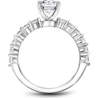Round Cut Diamond Engagement Ring with Cascading Diamond Band in White Gold by Noam Carver<em> - Choose Your Center Diamond: 1 to 5 Carats, Sustainable Lab-Grown or Natural Earth-Mined</em>