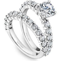 Round Cut Diamond Engagement Ring with Cascading Diamond Band in White Gold by Noam Carver<em> - Choose Your Center Diamond: 1 to 5 Carats, Sustainable Lab-Grown or Natural Earth-Mined</em>