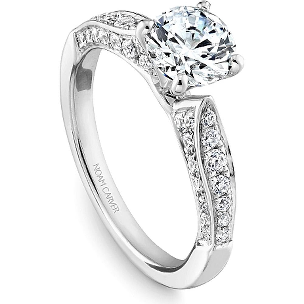 Round Cut Diamond Engagement Ring with Channel-Set Band in White Gold by Noam Carver<em> - Choose Your Center Diamond: 1 to 5 Carats, Sustainable Lab-Grown or Natural Earth-Mined</em>
