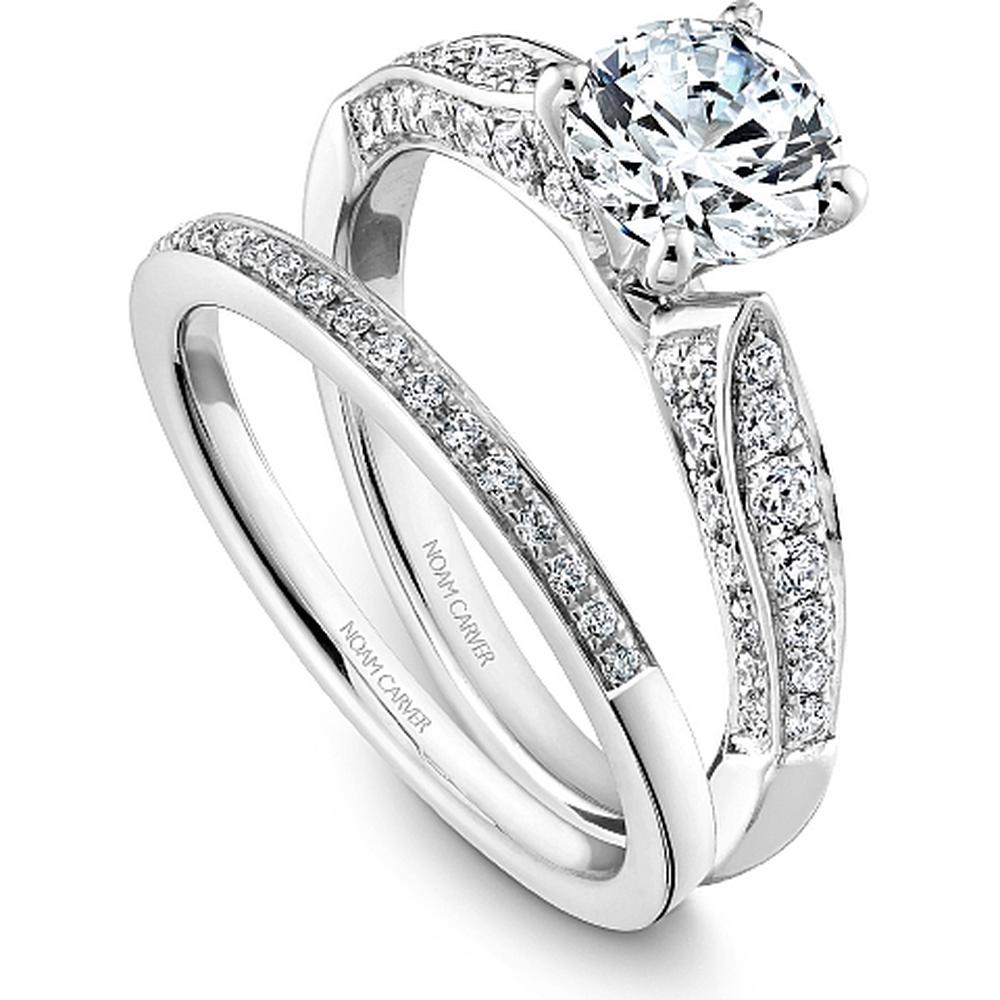 Round Cut Diamond Engagement Ring with Channel-Set Band in White Gold by Noam Carver<em> - Choose Your Center Diamond: 1 to 5 Carats, Sustainable Lab-Grown or Natural Earth-Mined</em>