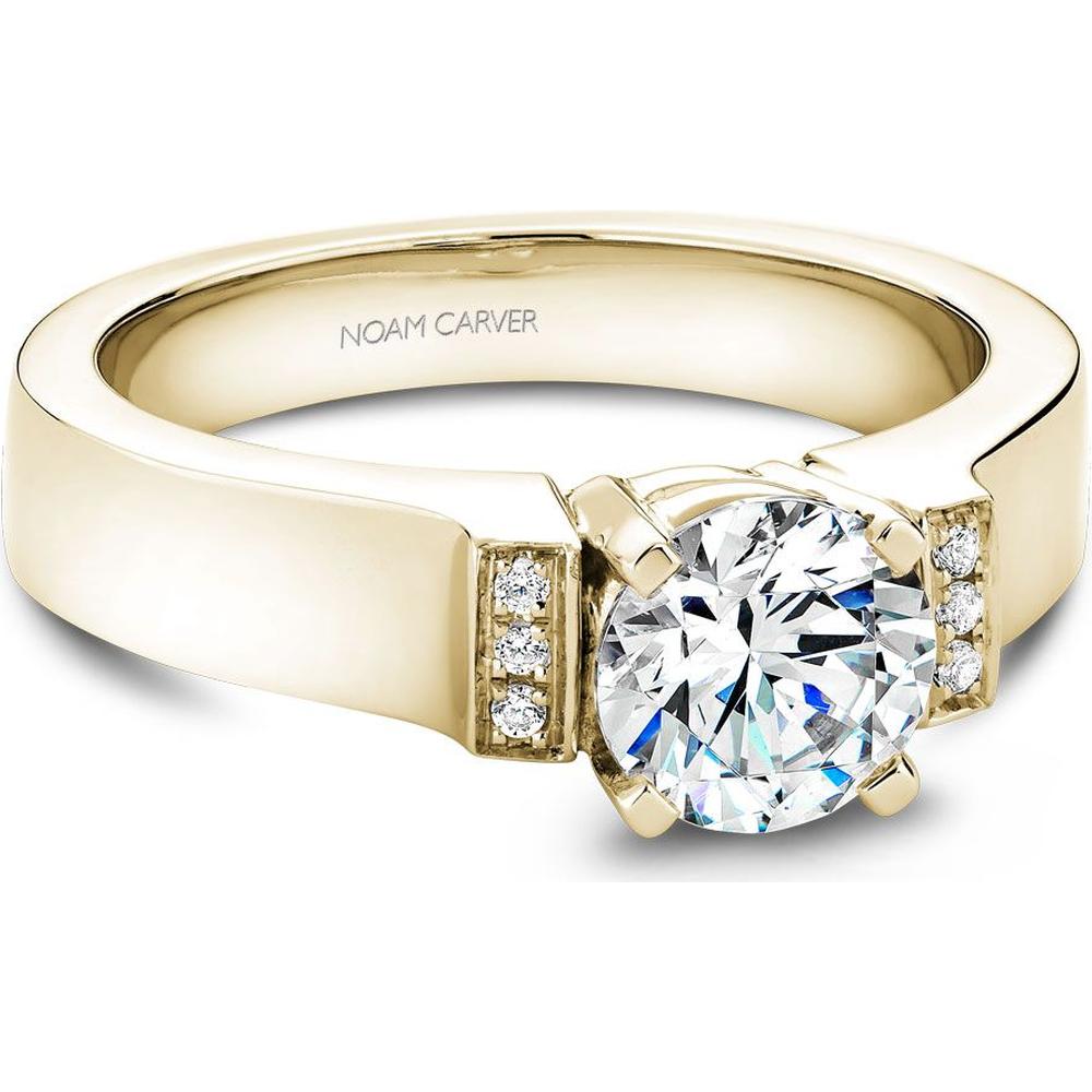 Round Cut Diamond Engagement Ring with Channel-Set Diamonds and Four-Prong Setting in Yellow Gold by Noam Carver<em> - Choose Your Center Diamond: 1 to 5 Carats, Sustainable Lab-Grown or Natural Earth-Mined</em>