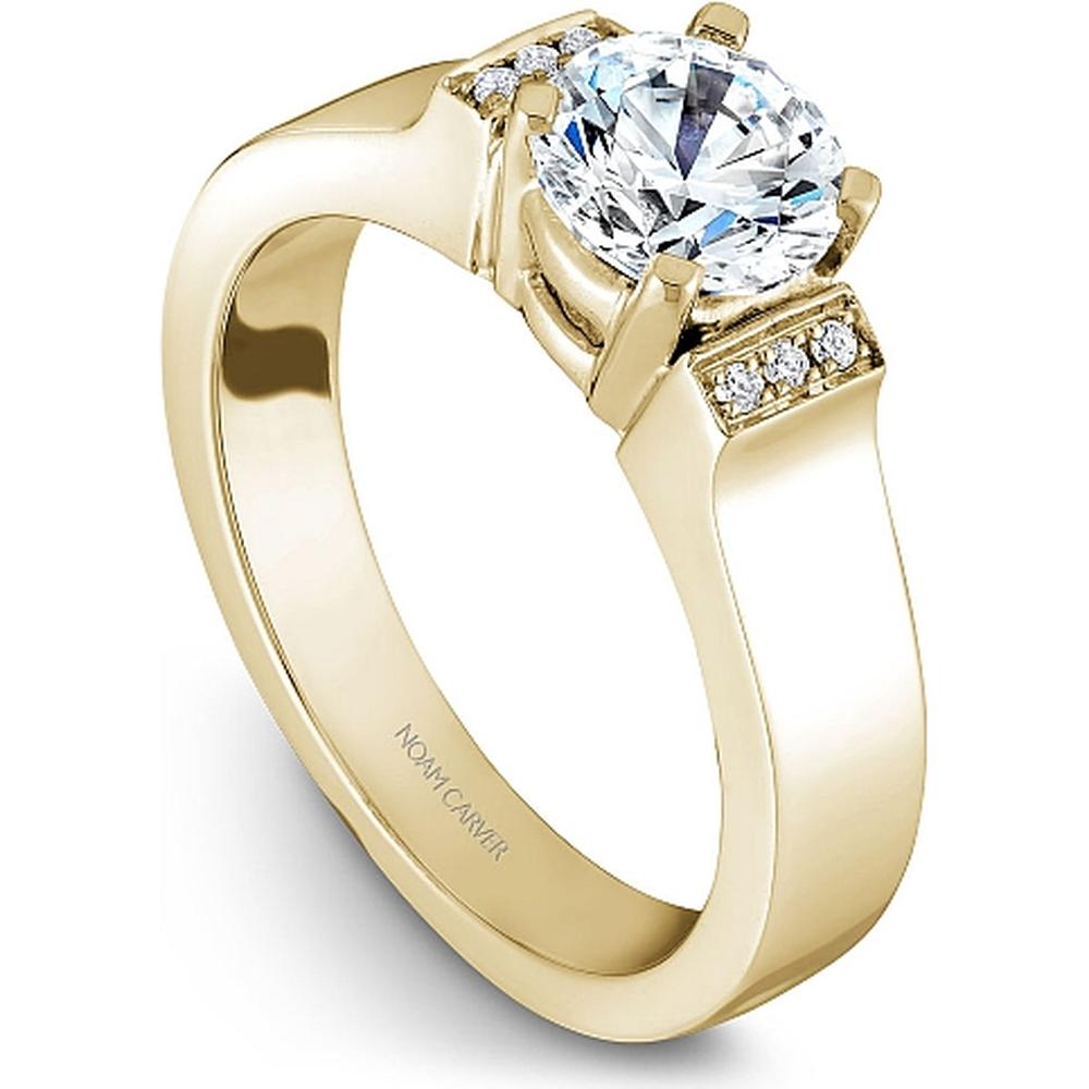 Round Cut Diamond Engagement Ring with Channel-Set Diamonds and Four-Prong Setting in Yellow Gold by Noam Carver<em> - Choose Your Center Diamond: 1 to 5 Carats, Sustainable Lab-Grown or Natural Earth-Mined</em>