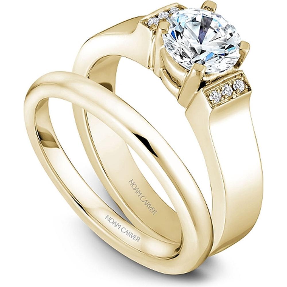 Round Cut Diamond Engagement Ring with Channel-Set Diamonds and Four-Prong Setting in Yellow Gold by Noam Carver<em> - Choose Your Center Diamond: 1 to 5 Carats, Sustainable Lab-Grown or Natural Earth-Mined</em>