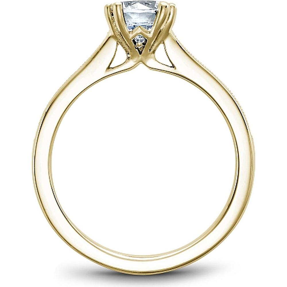 Round Cut Diamond Engagement Ring with Channel-Set Diamonds and Milgrain Detail in Yellow Gold by Noam Carver<em> - Choose Your Center Diamond: 1 to 5 Carats, Sustainable Lab-Grown or Natural Earth-Mined</em>